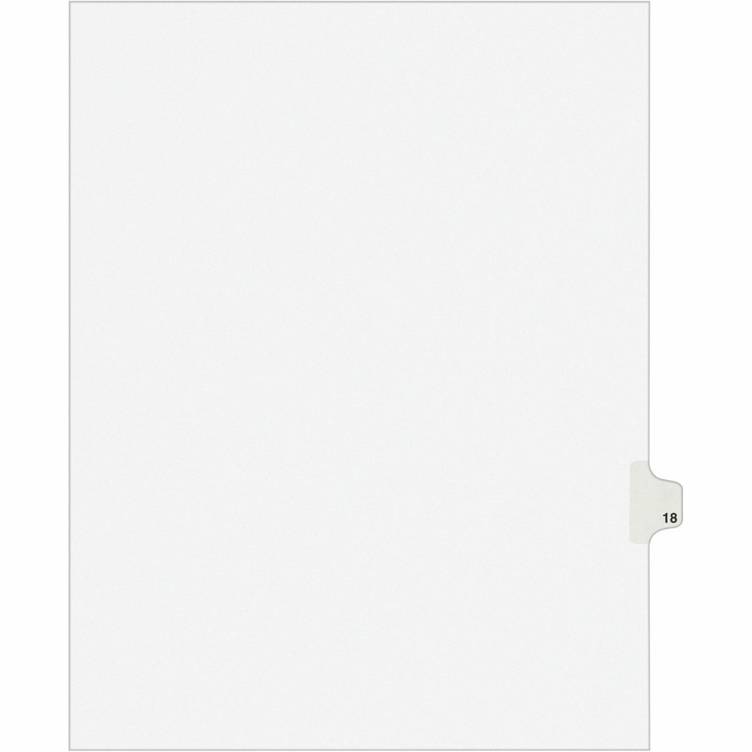 Image of Avery® Preprinted Legal Exhibit Side Tab Index Dividers, Avery Style, 10-Tab, 18, 11 X 8.5, White, 25/pack, (1018)