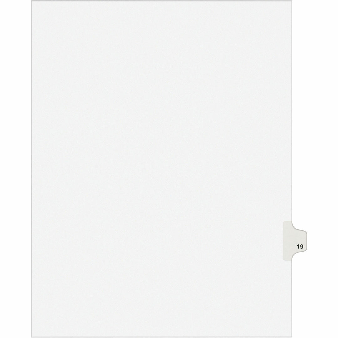 Image of Avery® Preprinted Legal Exhibit Side Tab Index Dividers, Avery Style, 10-Tab, 19, 11 X 8.5, White, 25/pack, (1019)