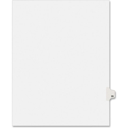 Image of Avery® Preprinted Legal Exhibit Side Tab Index Dividers, Avery Style, 10-Tab, 20, 11 X 8.5, White, 25/pack, (1020)