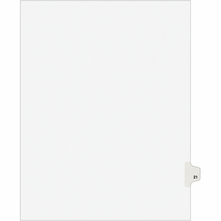 Image of Avery® Preprinted Legal Exhibit Side Tab Index Dividers, Avery Style, 10-Tab, 21, 11 X 8.5, White, 25/pack, (1021)