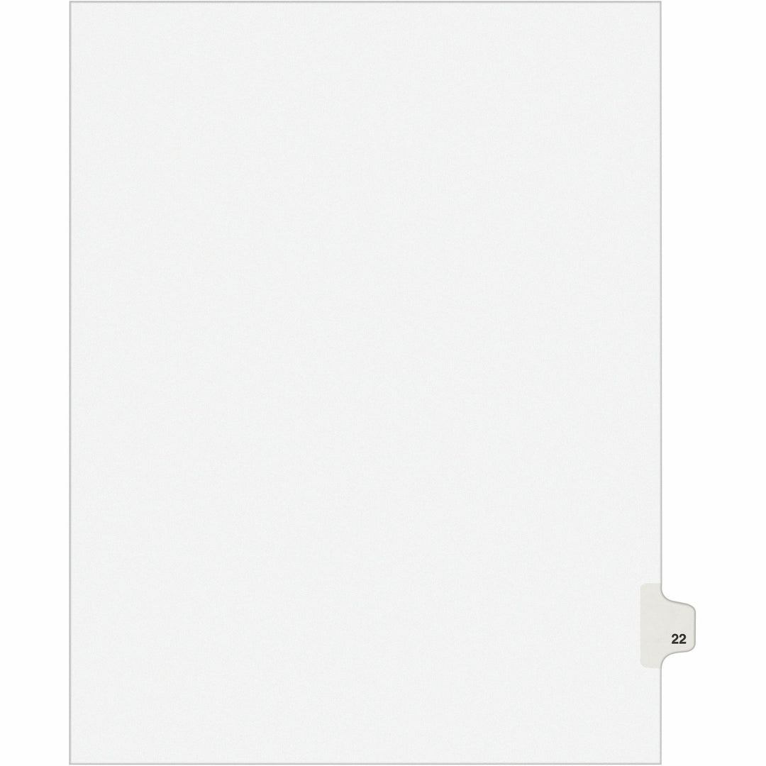 Image of Avery® Index Divider, "22", Side Tab, 8-1/2"x11", 25/PK, White