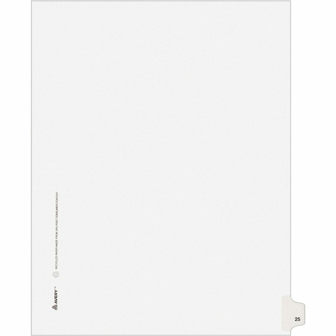 Image of Avery® Index Divider, "25", Side Tab, 8-1/2"x11", 25/PK, White