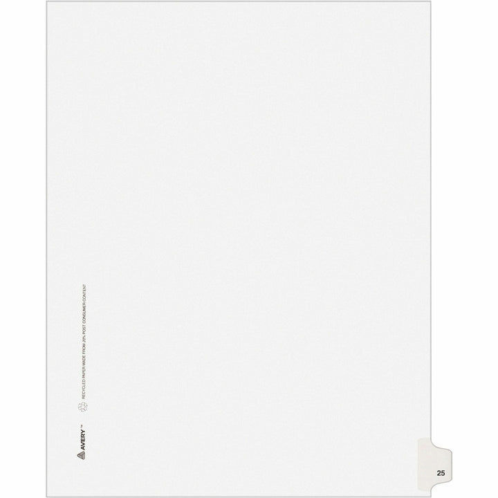 Image of Avery® Index Divider, "25", Side Tab, 8-1/2"x11", 25/PK, White