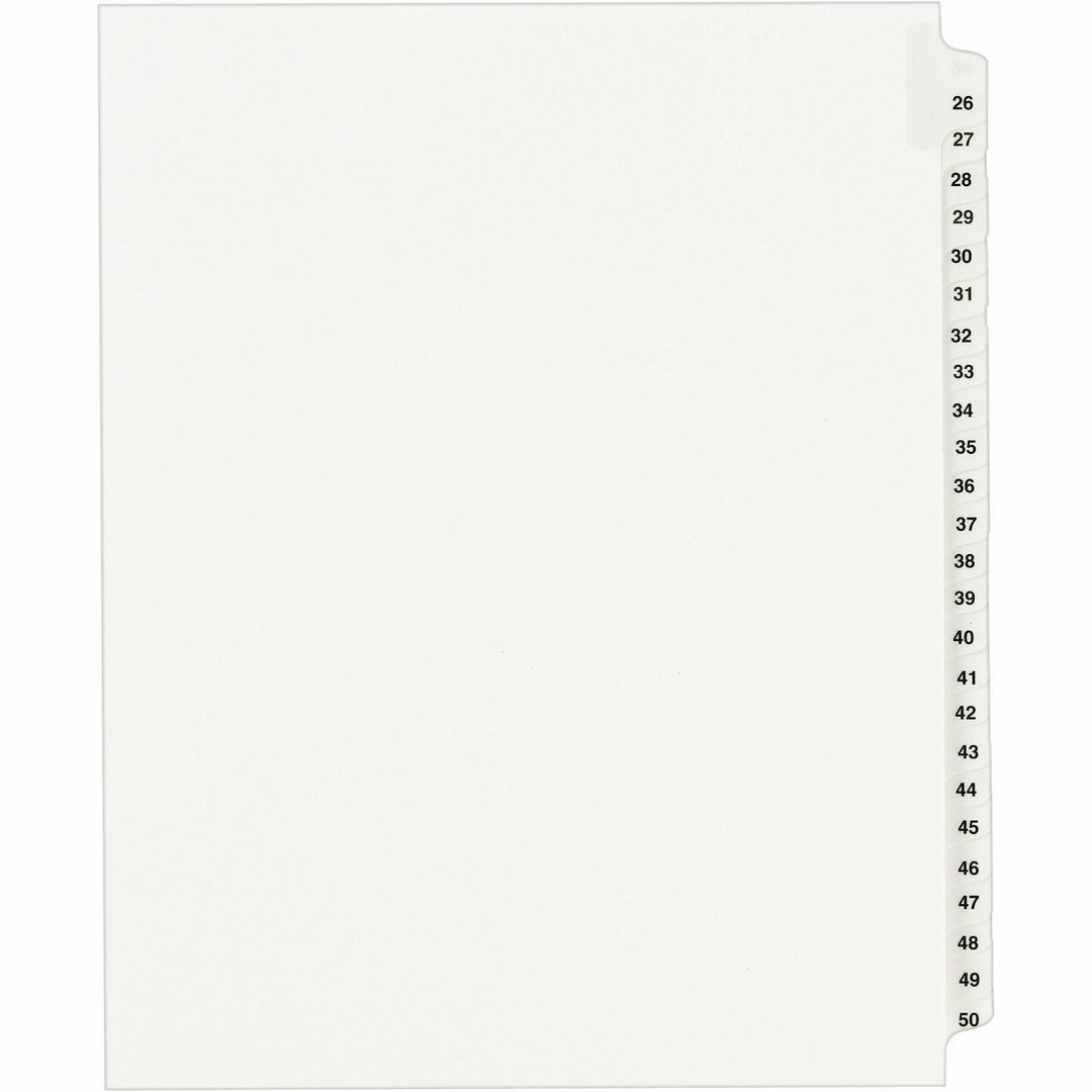 Image of Avery® Preprinted Legal Exhibit Side Tab Index Dividers, Avery Style, 25-Tab, 26 To 50, 11 X 8.5, White, 1 Set, (1331)
