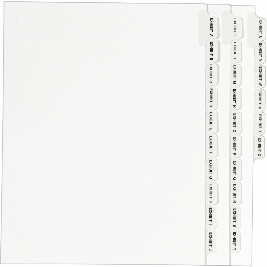 Image of Avery® Preprinted Legal Exhibit Side Tab Index Dividers, Avery Style, 26-Tab, Exhibit A to Exhibit Z, 11 x 8.5, White, 1 Set, (1370)