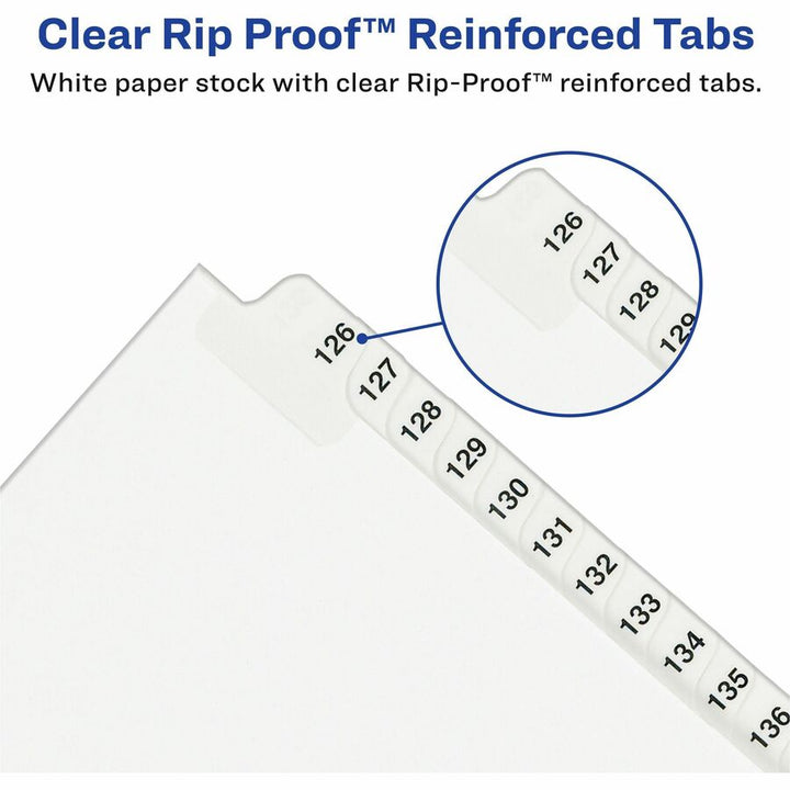 Image of Avery® Preprinted Legal Exhibit Side Tab Index Dividers, Avery Style, 26-Tab, Exhibit A to Exhibit Z, 11 x 8.5, White, 1 Set, (1370)