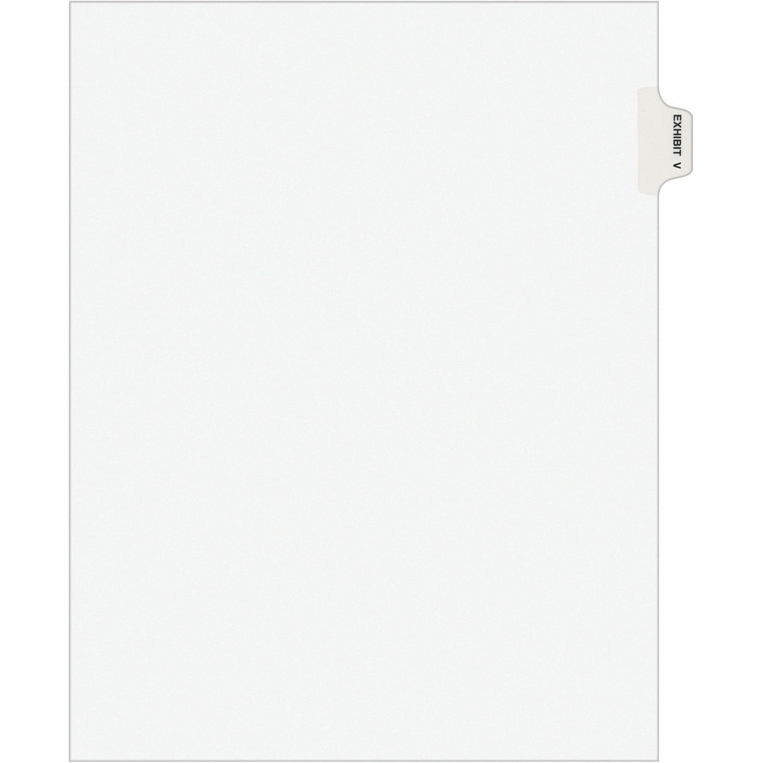Image of Avery® Avery-Style Preprinted Legal Side Tab Divider, 26-Tab, Exhibit V, 11 x 8.5, White, 25/Pack, (1392)