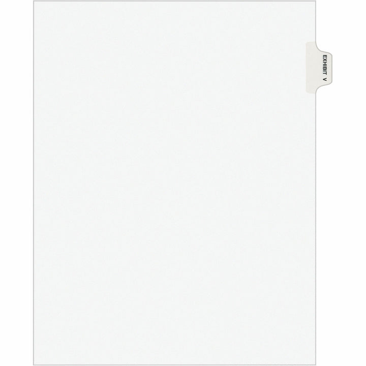 Image of Avery® Avery-Style Preprinted Legal Side Tab Divider, 26-Tab, Exhibit V, 11 x 8.5, White, 25/Pack, (1392)