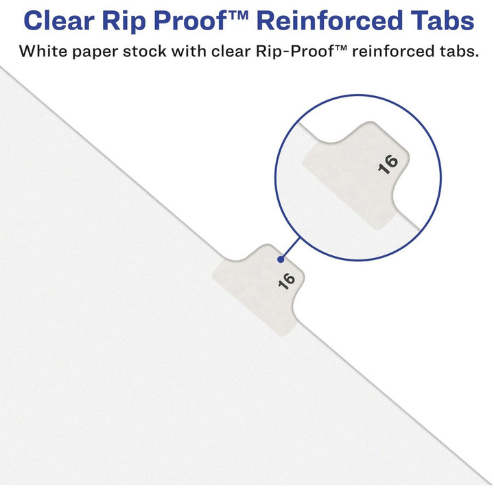 Image of Avery® Preprinted Legal Exhibit Side Tab Index Dividers, Avery Style, 26-Tab, A To Z, 11 X 8.5, White, 1 Set, (1400)
