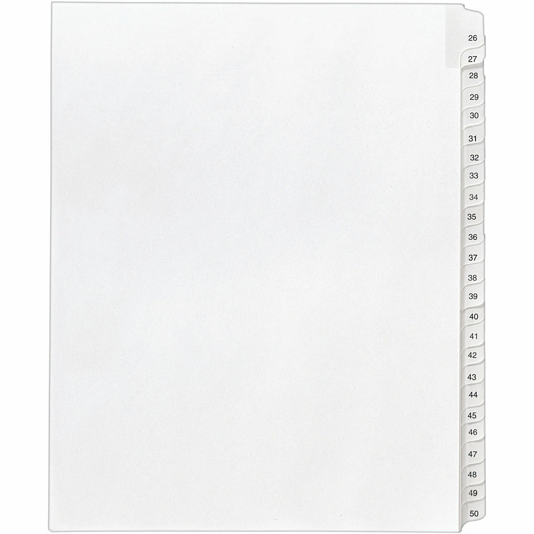Image of Avery® Preprinted Legal Exhibit Side Tab Index Dividers, Allstate Style, 25-Tab, 26 To 50, 11 X 8.5, White, 1 Set, (1702)