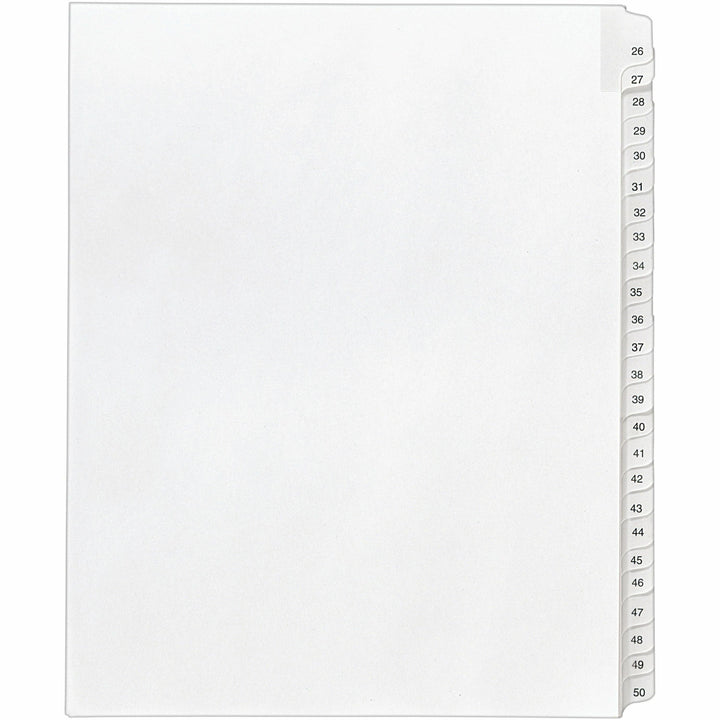 Image of Avery® Preprinted Legal Exhibit Side Tab Index Dividers, Allstate Style, 25-Tab, 26 To 50, 11 X 8.5, White, 1 Set, (1702)
