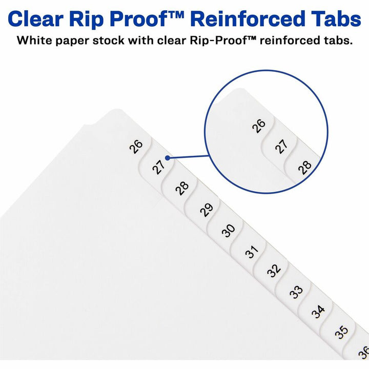 Image of Avery® Preprinted Legal Exhibit Side Tab Index Dividers, Allstate Style, 25-Tab, 26 To 50, 11 X 8.5, White, 1 Set, (1702)