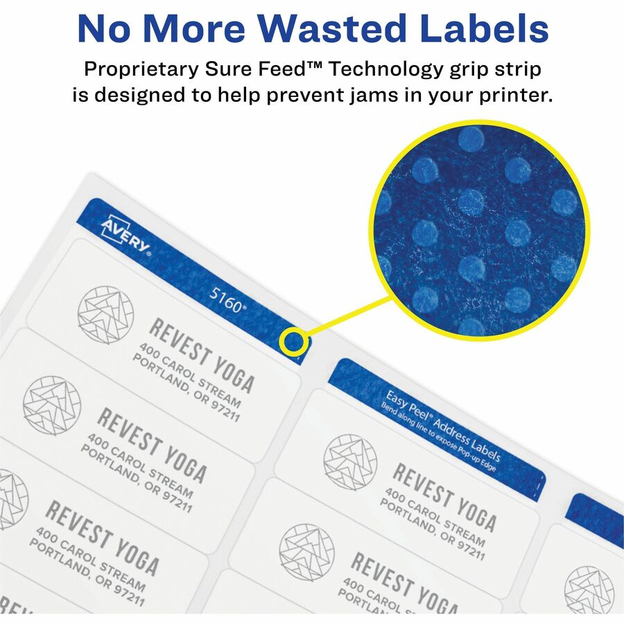 Image of Avery® Permanent Laser Print-to-the-Edge ID Labels w/SureFeed, 1.66" dia, White, 600/PK