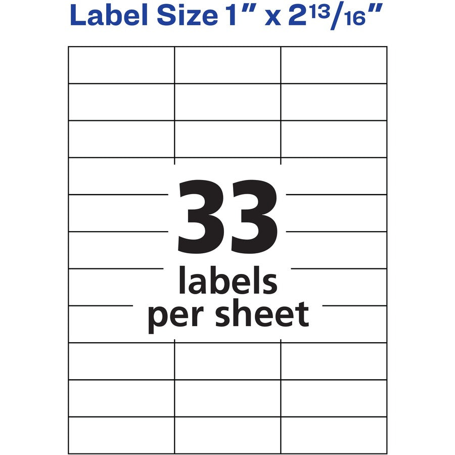 Image of Avery® Copier Mailing Labels, Copiers, 1 X 2.81, White, 33/sheet, 250 Sheets/box