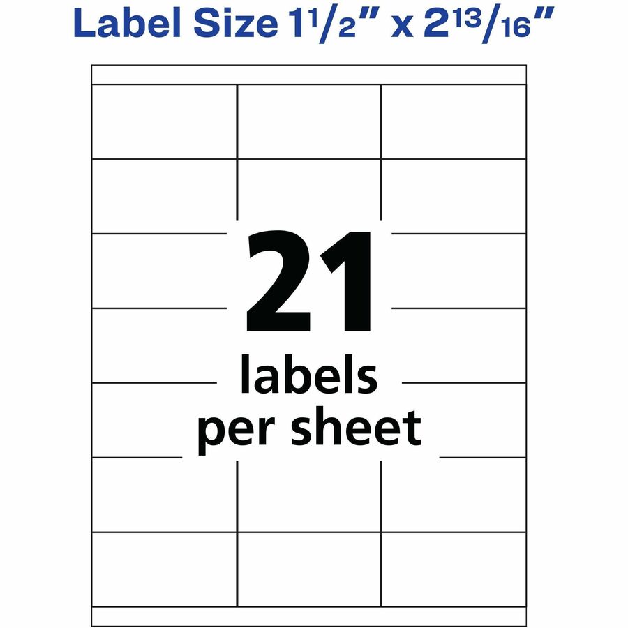 Image of Avery® Copier Mailing Labels, Copiers, 1.5 X 2.81, White, 21/sheet, 100 Sheets/box