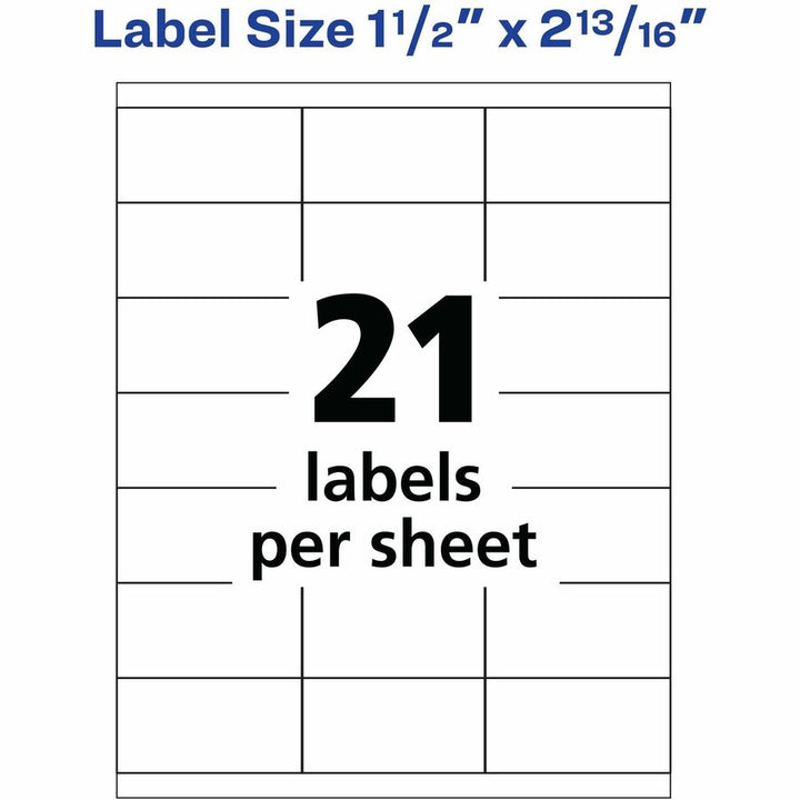 Image of Avery® Copier Mailing Labels, Copiers, 1.5 X 2.81, White, 21/sheet, 100 Sheets/box