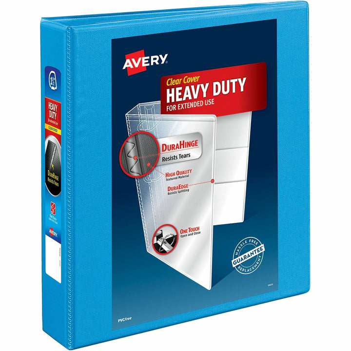 Image of Avery® Heavy-Duty Non Stick View Binder With Durahinge And Slant Rings, 3 Rings, 1.5" Capacity, 11 X 8.5, Light Blue, (5401)