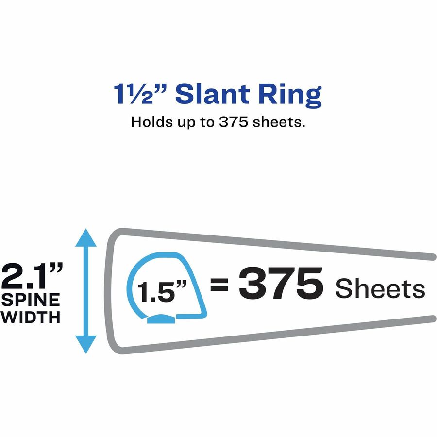 Image of Avery® Heavy-Duty Non Stick View Binder With Durahinge And Slant Rings, 3 Rings, 1.5" Capacity, 11 X 8.5, White, (5404)