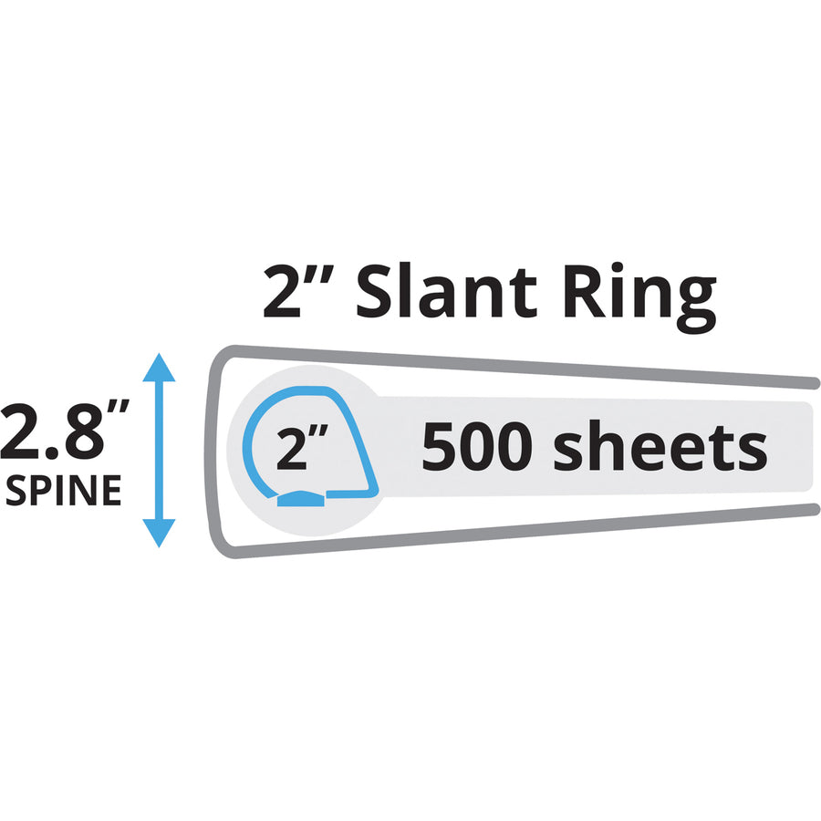 Image of Avery® Heavy-Duty Non Stick View Binder With Durahinge And Slant Rings, 3 Rings, 2" Capacity, 11 X 8.5, Light Blue, (5501)