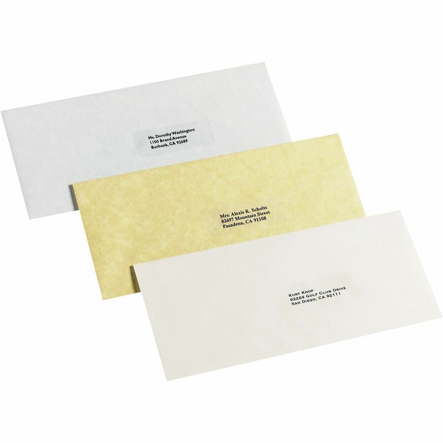 Image of Avery® Matte Clear Easy Peel Mailing Labels W/ Sure Feed Technology, Laser Printers, 1 X 2.63, Clear, 30/sheet, 25 Sheets/box