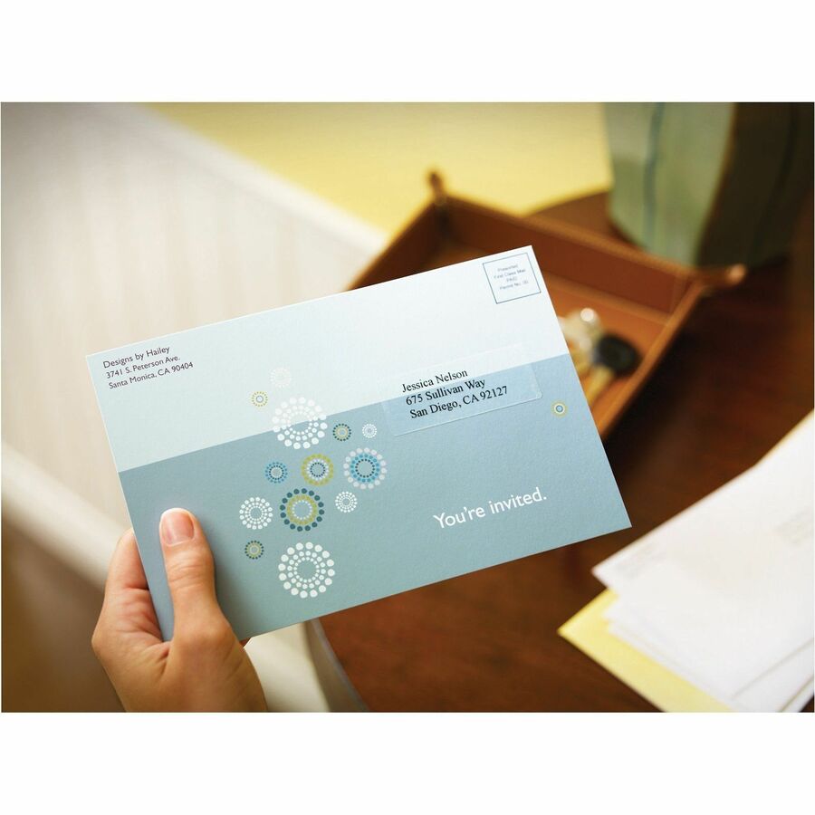 Image of Avery® Matte Clear Easy Peel Mailing Labels W/ Sure Feed Technology, Laser Printers, 1 X 2.63, Clear, 30/sheet, 25 Sheets/box