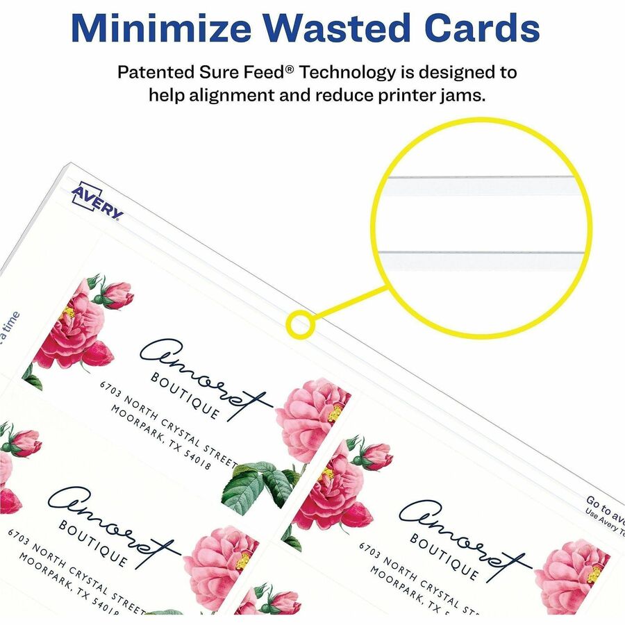Image of Avery® True Print Clean Edge Business Cards, Inkjet, 2 X 3.5, White, 400 Cards, 10 Cards/sheet, 40 Sheets/box