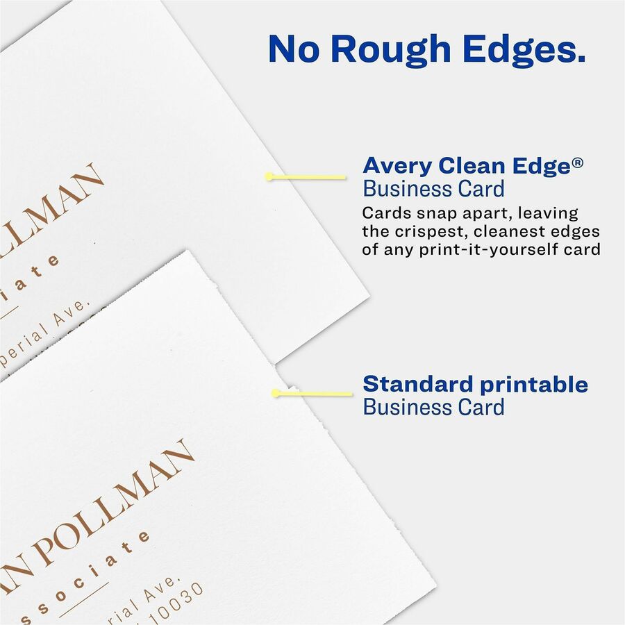 Image of Avery® True Print Clean Edge Business Cards, Inkjet, 2 X 3.5, White, 400 Cards, 10 Cards/sheet, 40 Sheets/box