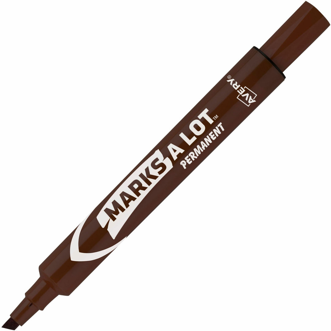 Image of Avery® Marks A Lot Large Desk-Style Permanent Marker, Broad Chisel Tip, Brown, Dozen (8881)