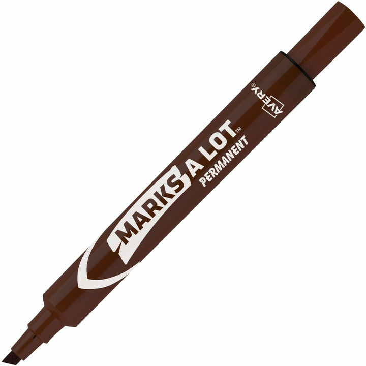 Image of Avery® Marks A Lot Large Desk-Style Permanent Marker, Broad Chisel Tip, Brown, Dozen (8881)