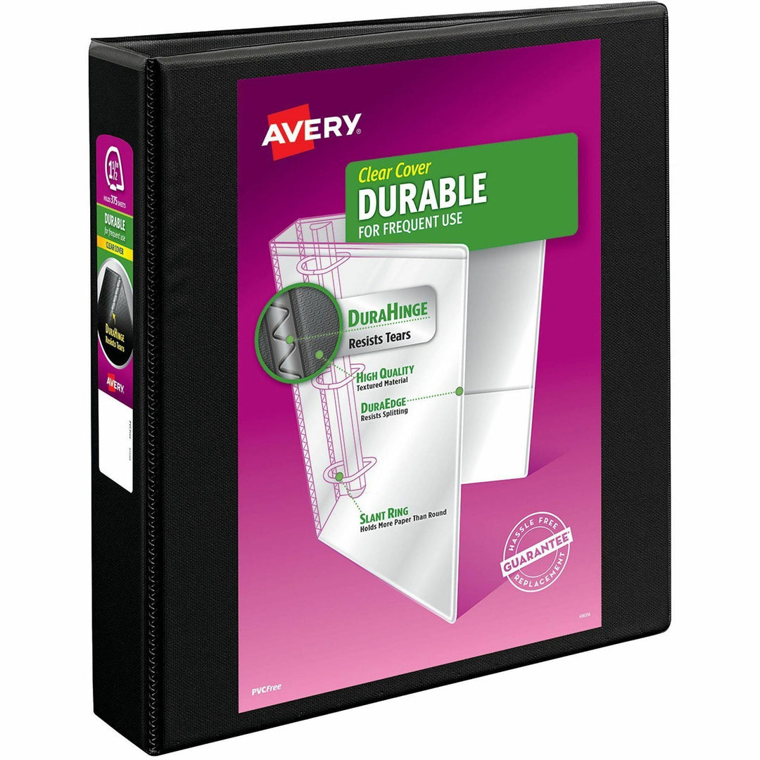 Image of Avery® Durable View Binder With Durahinge And Ezd Rings, 3 Rings, 1.5" Capacity, 11 X 8.5, Black, (9400)