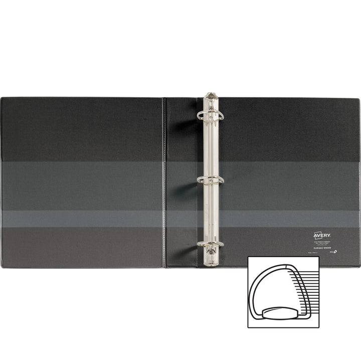 Image of Avery® Durable View Binder With Durahinge And Ezd Rings, 3 Rings, 1.5" Capacity, 11 X 8.5, Black, (9400)