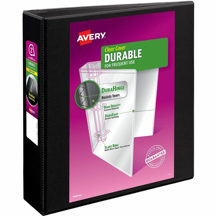 Image of Avery® Durable View Binder With Durahinge And Ezd Rings, 3 Rings, 2" Capacity, 11 X 8.5, Black, (9500)
