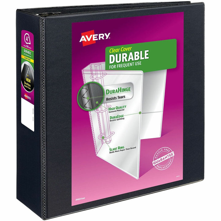 Image of Avery® Durable View Binder With Durahinge And Ezd Rings, 3 Rings, 4" Capacity, 11 X 8.5, Black, (9800)