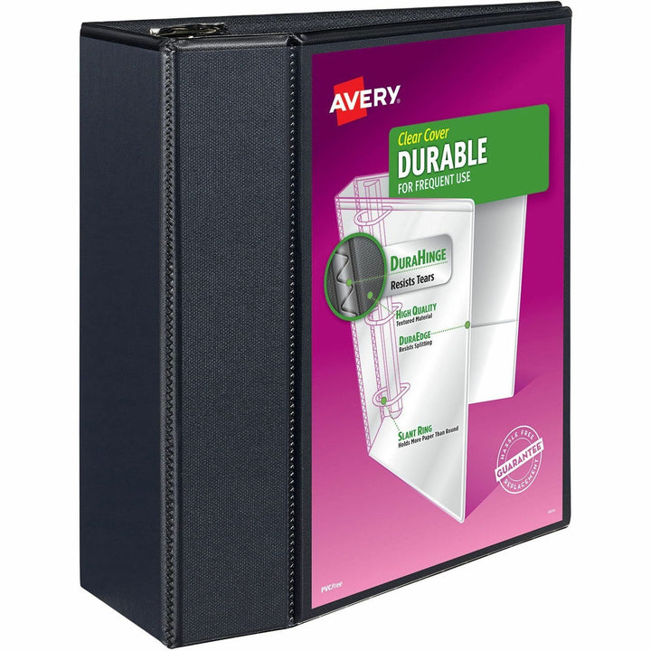 Image of Avery® Durable View Binder With Durahinge And Ezd Rings, 3 Rings, 5" Capacity, 11 X 8.5, Black, (9900)