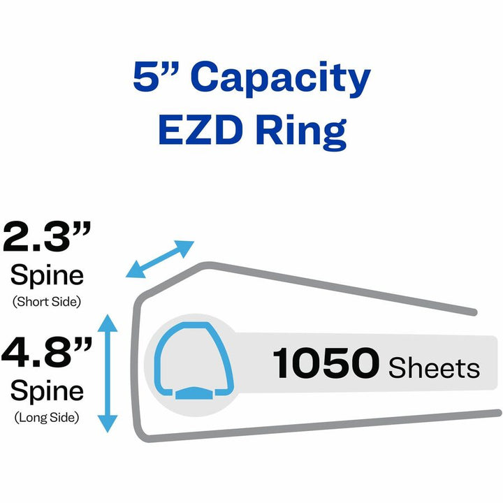 Image of Avery® Durable View Binder With Durahinge And Ezd Rings, 3 Rings, 5" Capacity, 11 X 8.5, Black, (9900)