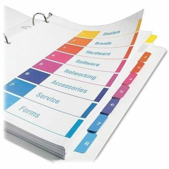 Image of Avery® Customizable TOC Ready Index Multicolor Tab Dividers, 8-Tab, 1 to 8, 11 x 8.5, White, Traditional Color Tabs, 6 Sets