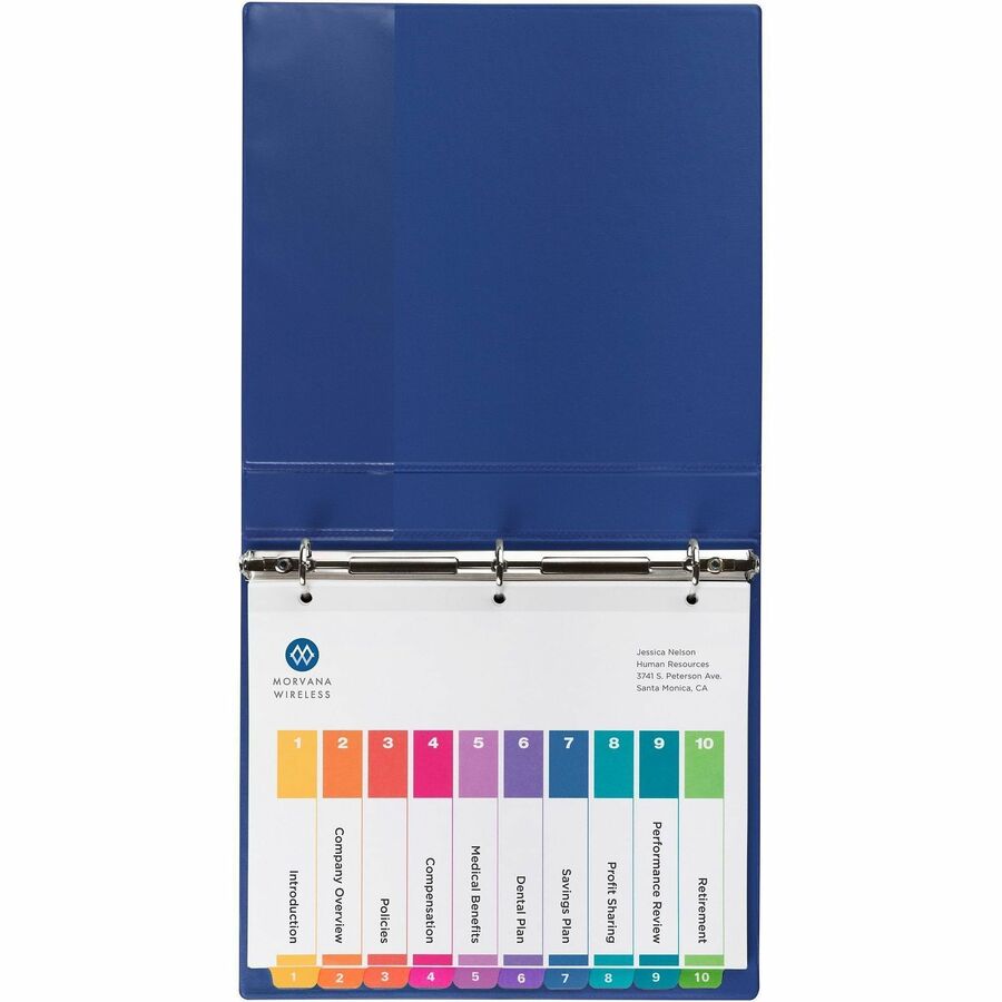 Image of Avery® Customizable TOC Ready Index Multicolor Tab Dividers, 10-Tab, 1 to 10, 11 x 8.5, White, Traditional Color Tabs, 6 Sets