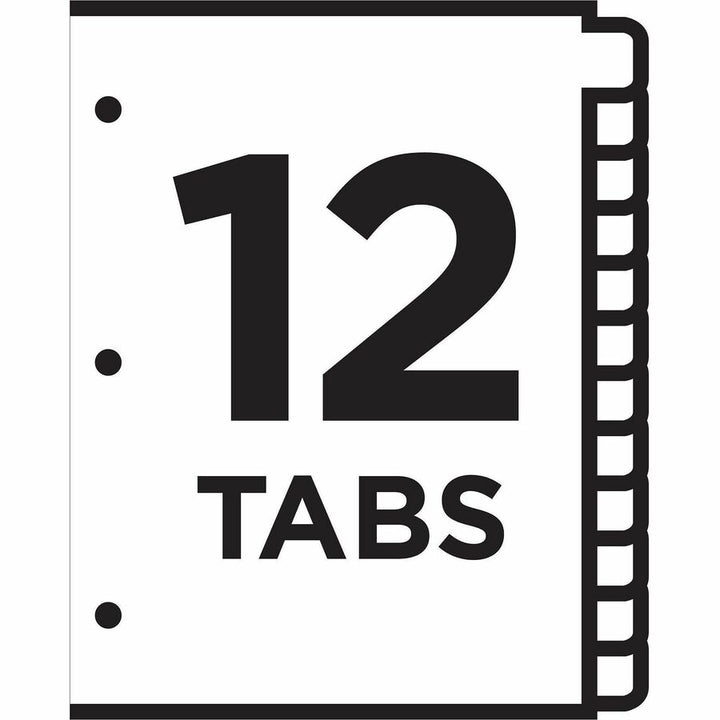Image of Avery® Customizable TOC Ready Index Multicolor Tab Dividers, 12-Tab, 1 to 12, 11 x 8.5, White, Traditional Color Tabs, 6 Sets