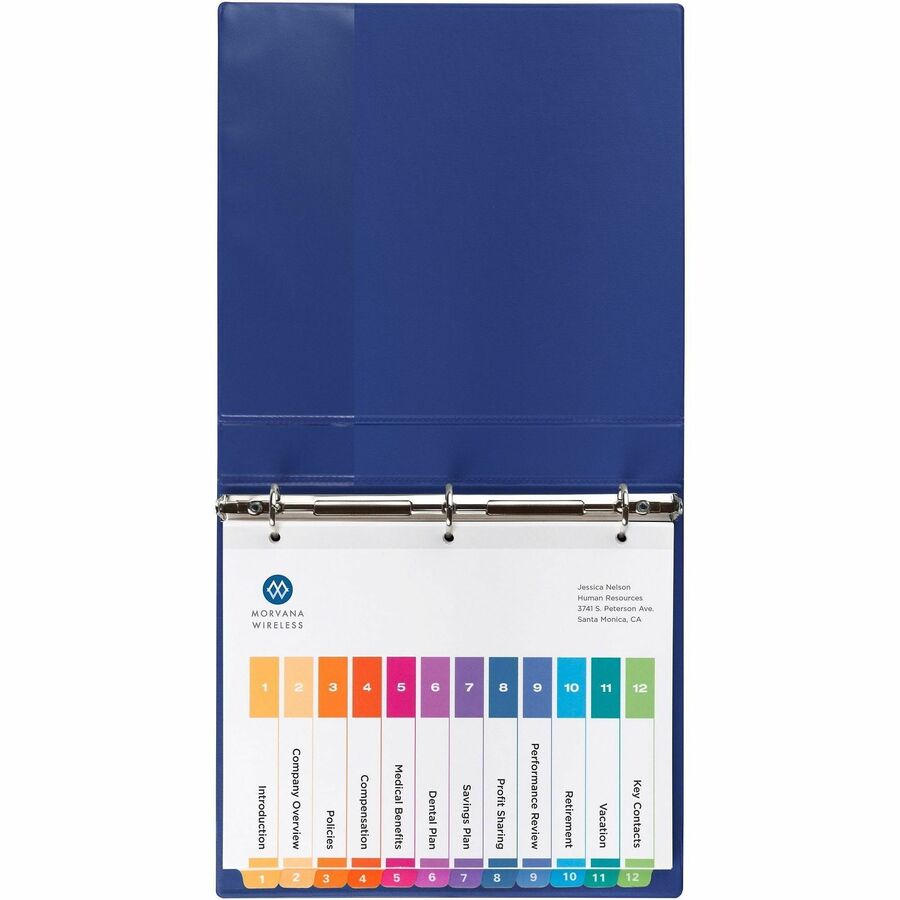 Image of Avery® Customizable TOC Ready Index Multicolor Tab Dividers, 12-Tab, 1 to 12, 11 x 8.5, White, Traditional Color Tabs, 6 Sets