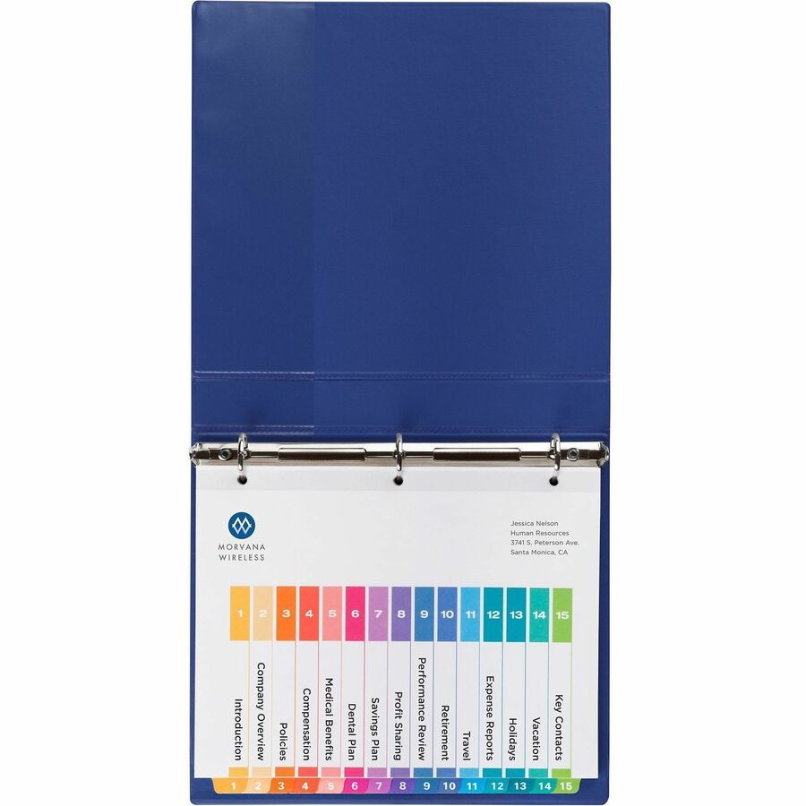 Image of Avery® Customizable TOC Ready Index Multicolor Tab Dividers, 15-Tab, 1 to 15, 11 x 8.5, White, Traditional Color Tabs, 6 Sets