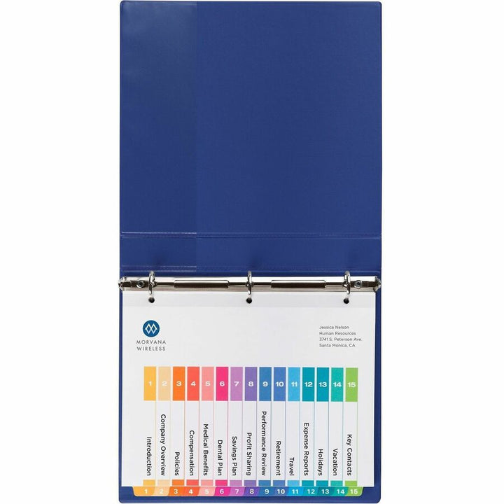 Image of Avery® Customizable TOC Ready Index Multicolor Tab Dividers, 15-Tab, 1 to 15, 11 x 8.5, White, Traditional Color Tabs, 6 Sets