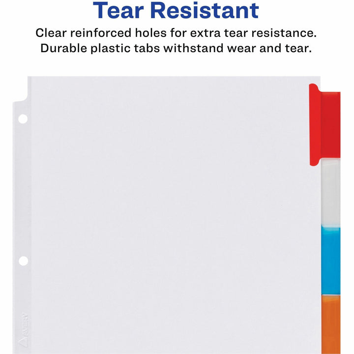 Image of Avery® Insertable Big Tab Dividers, 5-Tab, Single-Sided Copper Edge Reinforcing, 11.13 x 9.25, White, Assorted Tabs, 1 Set