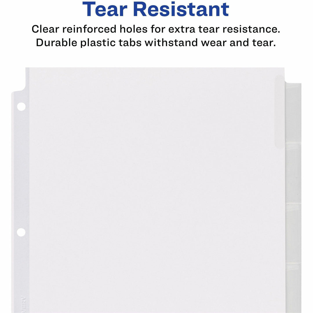 Image of Avery® Insertable Big Tab Dividers, 5-Tab, Single-Sided Copper Edge Reinforcing, 11.13 x 9.25, White, Clear Tabs, 1 Set