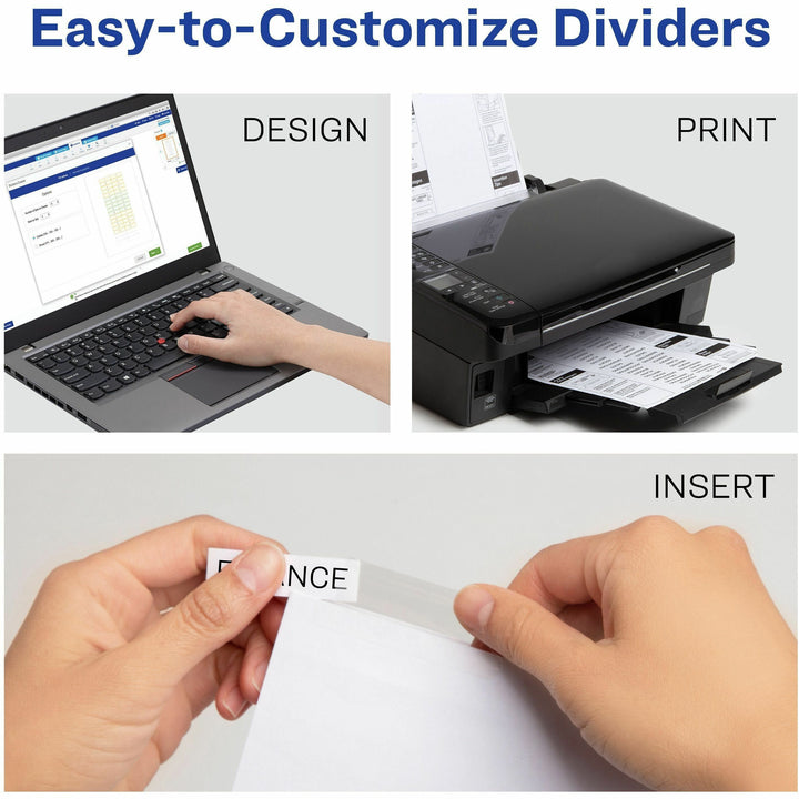 Image of Avery® Insertable Big Tab Dividers, 8-Tab, 11.13 x 9.25, White, Clear Tabs, 1 Set