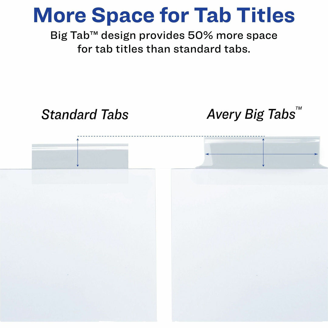 Image of Avery® Insertable Big Tab Dividers, 8-Tab, 11.13 x 9.25, White, Clear Tabs, 1 Set