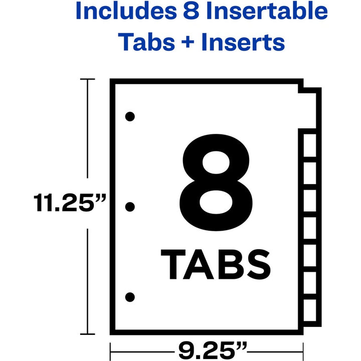 Image of Avery® Insertable Big Tab Dividers, 8-Tab, 11.13 x 9.25, White, Clear Tabs, 1 Set