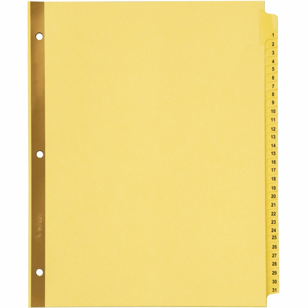 Image of Avery® Preprinted Laminated Tab Dividers with Gold Reinforced Binding Edge, 31-Tab, 1 to 31, 11 x 8.5, Buff, 1 Set