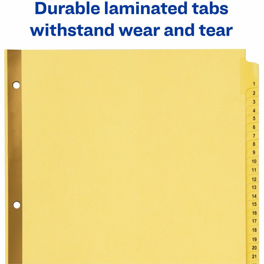 Image of Avery® Preprinted Laminated Tab Dividers with Gold Reinforced Binding Edge, 31-Tab, 1 to 31, 11 x 8.5, Buff, 1 Set
