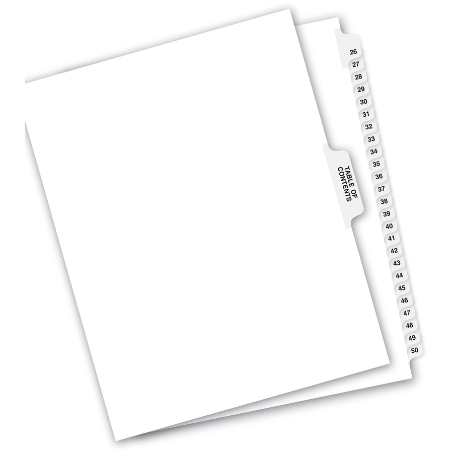 Image of Avery® Preprinted Legal Exhibit Side Tab Index Dividers, Avery Style, 26-Tab, 26 To 50, 11 X 8.5, White, 1 Set