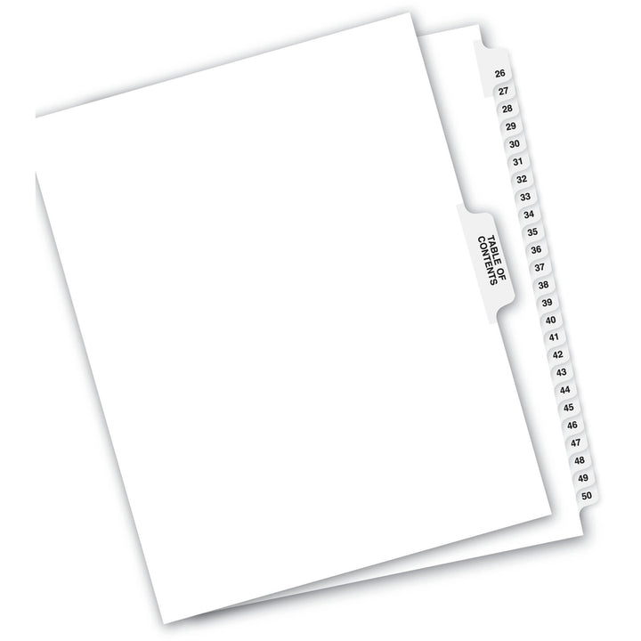 Image of Avery® Preprinted Legal Exhibit Side Tab Index Dividers, Avery Style, 26-Tab, 26 To 50, 11 X 8.5, White, 1 Set